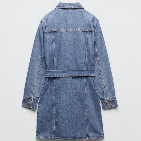 Zara Denim Long Sleeve Dress - Picture 9 of 16